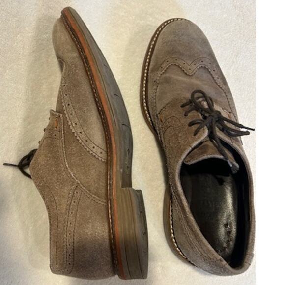 MEPHISTO Tan Light Brown Suede Wingtip Brogue Oxfords Dress Shoes Casual Men's 9 - Picture 11 of 12